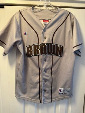Champion Brown University Bears Gray Baseball Jersey Shirt Youth Size Large